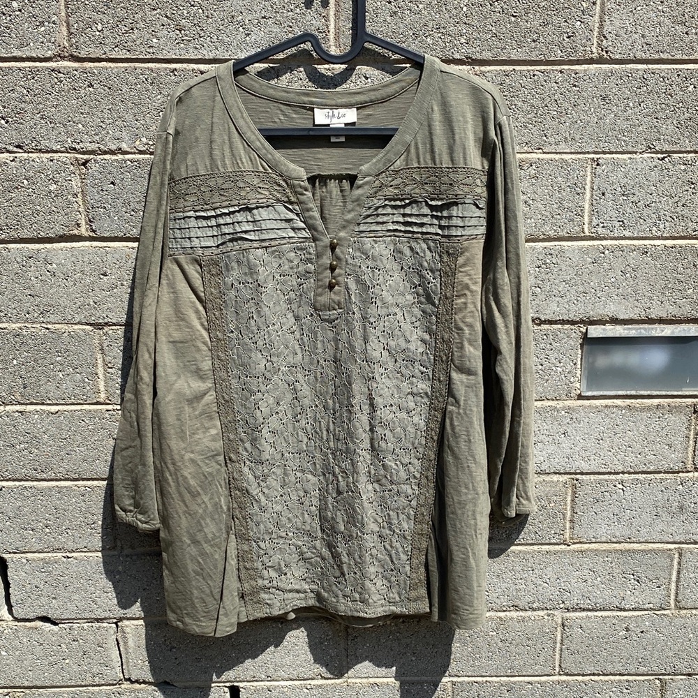Style & Co Lace-Front Henley Top